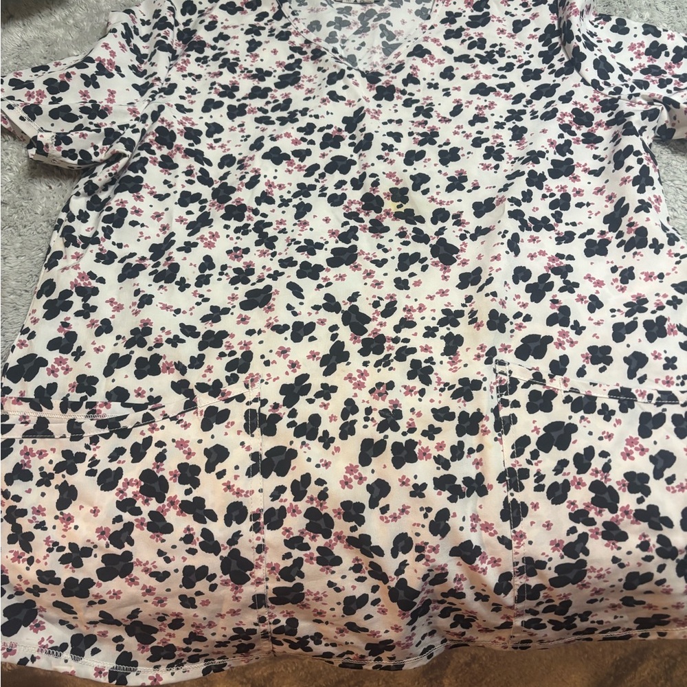 Scrubstar Black and Pink Floral Scrub Top